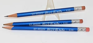 Scarce EF Eberhart Hevi Write fat #6381  Lot Of 3 Blue Used Pencils 5A - Picture 1 of 5