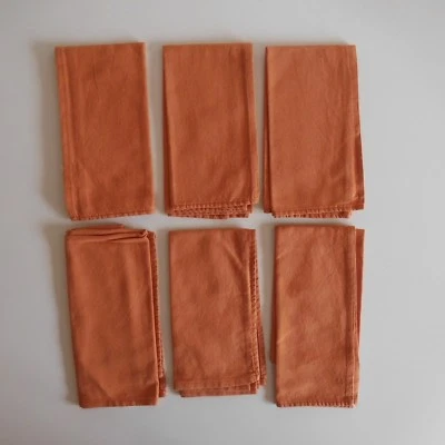 6 serviettes carrés 42 X 42 CM 100% coton orange marron Art Déco Design XX N3356 - Photo 1/4