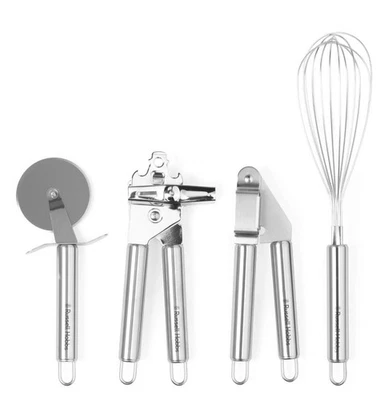 Juego de herramientas de cocina Russell Hobbs de 4 piezas cortador de pizza prensa de ajo batidor abridor de lata Foto 1 de 2