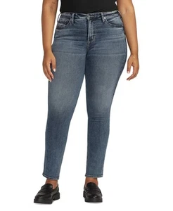 Silver Jeans Co. Women's Plus Size Most Wanted Straight-Leg Jeans (Indigo, 22W) - Picture 1 of 3