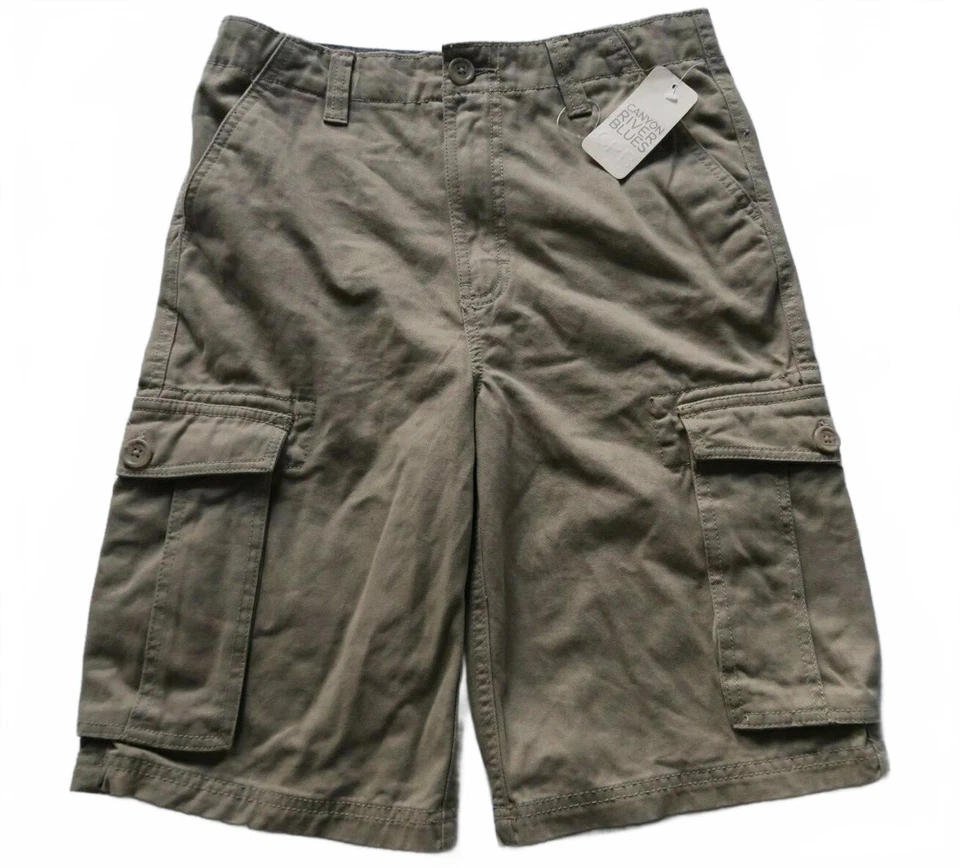 NEW Canyon River Blues Boys Cotton Solid Beige Cargo Khaki Shorts Youth 16 - Image 1 of 4