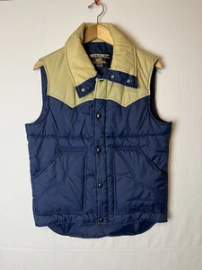 Vintage Sears Western Outdoor Wear Kelso 70s Show Puffer Vest Blue Medium EUC - Picture 1 of 8