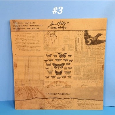 RETIRED RARE Tim Holtz Idea-Ology KRAFT RESIST 12x12 PAPER STASH 24PG. SCRAPBOOK - Image 1 of 4