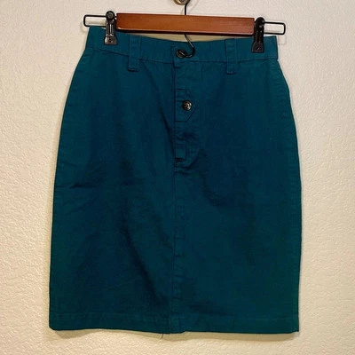 Falda lápiz vintage Cherokee verde azulado talla 5 100 % algodón EE. UU. Foto 1 de 4