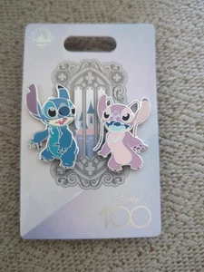 Disney Platinum 100 Years Of Wonder 100th "Stitch & Angel" 2 Pin Set - Picture 1 of 2