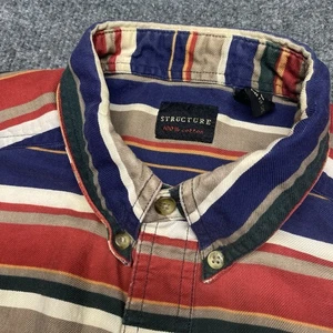 Vintage Structure Shirt Men L Button Up Aztec Striped Y2K - Picture 1 of 10