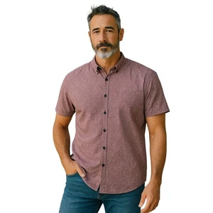 Connor Short Sleeve Shirt Men Size XXLarge Burgundy Floral Casual Dress - Picture 1 of 10