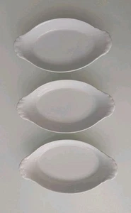 Pillivuyt France White Au Gratin Oven Baking Dish Oval Eared Handle 9" Set Of 3 - Picture 1 of 8