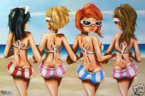 A3 Canvas print beach life australia Art painting by Andy Baker - Picture 1 of 9