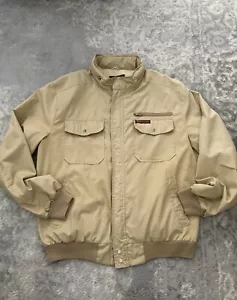 Vintage 80s SERGIO VALENTE Jacket Beige Tan Nylon Zip Hooded Men’s Large Tall - Picture 1 of 11