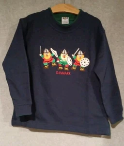 Vintage Danmark Denmark Vikings Embroidered Sweatshirt Childs Size 4/6 Blue - Picture 1 of 9