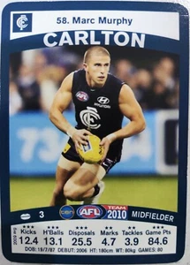 2010 AFL Team Coach #58 Marc MURPHY Carlton Blues - Picture 1 of 2