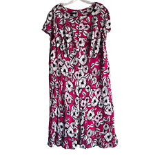 Talbots Women's Midi Dress Plus 16W Floral Pink Zip Up Short Sleeve Lined