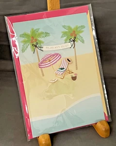 HALLMARK MOTHERS DAY CARD "RELAX AND ENJOY" APPLIQUES BEACHY SCENE PALM TREES - Picture 1 of 2
