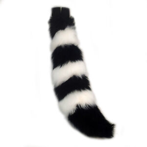 PAWSTAR Plush FOX Tail - Fur Furry Costume Raccoon White Lemur Black [WHBK]3543
