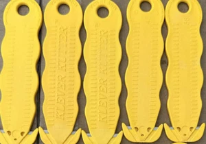 Lot of 5 KLEVER Safety Cutter 4 5/8” Lg Contoured Handle Textured Steel Yellow - Picture 1 of 3
