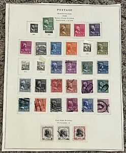 1938 US STAMP LOT MINT USED PARTIAL PAGE PRESIDENTIAL SERIES HIGH DEMO SHORT SET