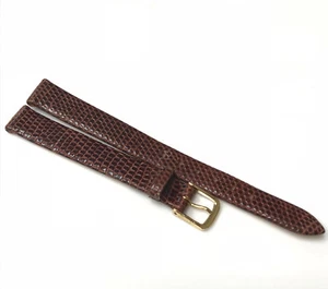 Banda de reloj Speidel Genuino México Cuero Lagarto Tono Marrón 11 mm Hebilla Dorada - Imagen 1 de 6
