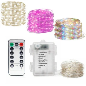 8 Modes 5M 10M LED Fairy String Lights Battery Operated Timer Remote Control US - Picture 1 of 14