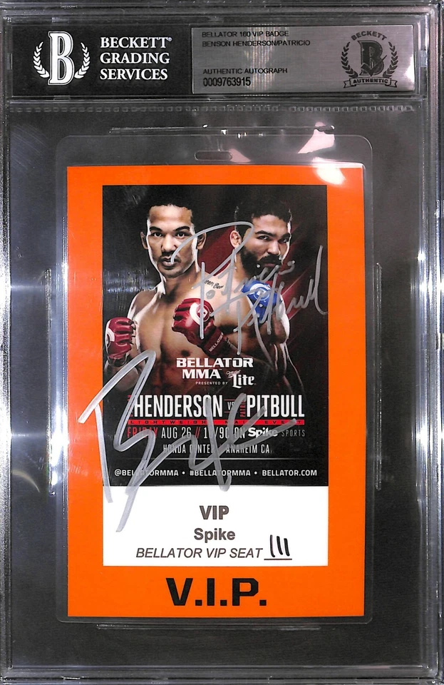 Benson Henderson & Patricio Pitbull Freire Signed Bellator 160 Pass BAS COA UFC - Image 1 of 4