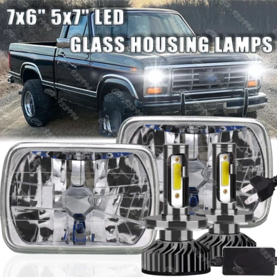 Par de faros LED 7x6 5x7" haz alto H6054 para Ford F-150 1981 1982 1983 1984 Foto 1 de 4