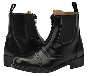Challenger Kinder Kinder Paddock mit Reißverschluss Englisch Reiten Leder Stiefel - Bild 1 von 12
