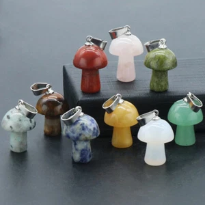 20pcs Mixed Natural Stone Mushroom Pendants Prism Magic Wand Energy Amulet - Picture 1 of 12