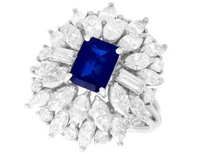 1.97 carat Basaltic Sapphire 4.54 carat Diamond Cluster Ring in 15ct White Gold - Picture 1 of 9