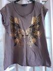 Lovely olive green angel wings t shirt by YOURS size 18 good condition