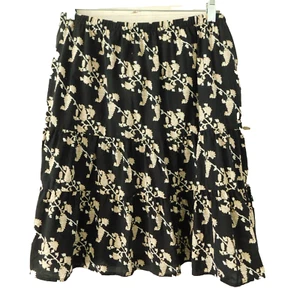 Mossimo Women's Large Peasant Skirt Mini Black Floral Elastic Waist Lined EUC - Picture 1 of 10