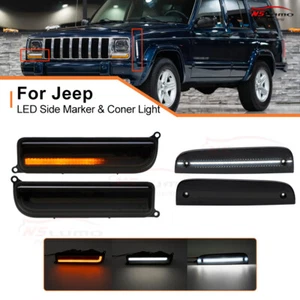 Smoke Dynamic LED Turn Signal Corner&White Side Light for 97-01 Jeep Cherokee XJ - Picture 1 of 18