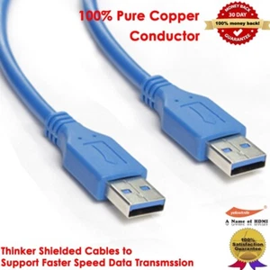 USB 3.0 Male to Male Cable Cord Super Speed 5Gbps for Data Transfer Hard Drive - Picture 1 of 9