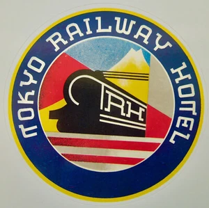 TOKYO RAILWAY HOTEL JAPAN - VINTAGE TRAVEL LUGGAGE LABEL STICKER - Picture 1 of 1