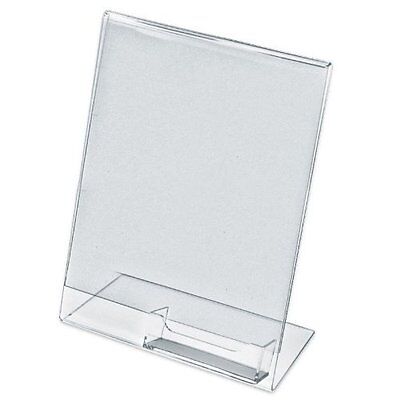 10 Acrylic 8-1/2x11 Slanted Sign Holders With Attached Business Card Holder • 47.99$