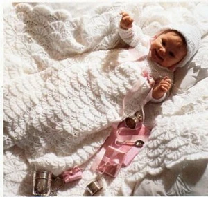 Baby Knitting Pattern Christening Gown shawl coat bonnet copy 4 & 8 ply - Picture 1 of 6