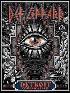 Def Leppard 2022 Detroit Concert Poster 11 X Concert Poster 11 X 17 Framed - Picture 1 of 2