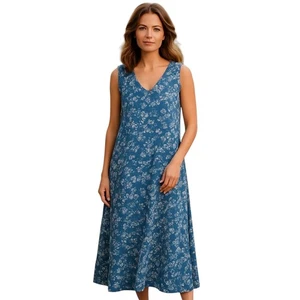Coldwater Creek Maxi Dress XL Blue Floral Sleeveless Casual Resort Boho Summer - Picture 1 of 10