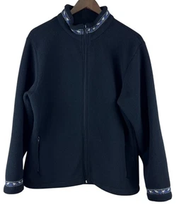 State Line Tack Women's Fleece Jacket Black Full Zip Equestrian Horse Large USA - Picture 1 of 9