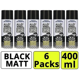 6x CarPride Alloy Wheel Black Matt Spray Paint for Restoring Wheels Trims 400ml - Picture 1 of 1