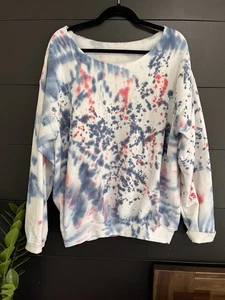 Starburst Batik Schulterfrei Pullover Sweatshirt Unisex Erwachsene Gr. M EUC - Bild 1 von 4