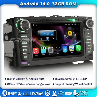 8 Kern 7"Autoradio Android 14 Navi Carplay DAB+RDS Toyota Auris Corolla Altis 4G - Bild 1 von 4