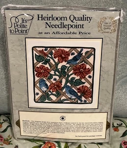 It's Polite to Point HEIRLOOM QUALITY NEEDLEPOINT - BLUEBIRDS 1994, Smithsonian - Imagen 1 de 6