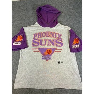 Vintage 90s Phoenix Suns NBA Hoodie Shirt Mens XL Gray Purple Basketball Sporty - Image 1 of 4