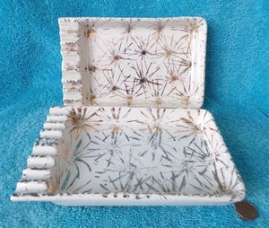 Ashtray Atomic Starburst Retro Vintage 24K Gold cream ceramic pottery 8" X 5" pr - Picture 1 of 5