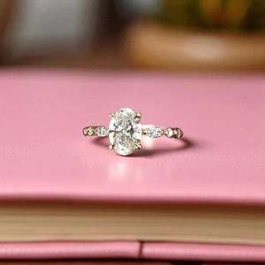 1.75 Ct Oval Cut 14K Yellow Gold IGI Certified Lab Grown Diamond Engagement Ring - Picture 1 of 12