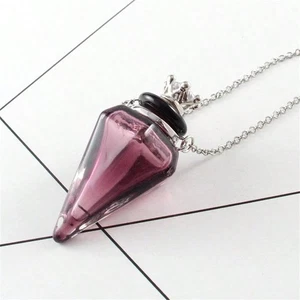 1pc Purple Glass Vial Pendant Necklace With Titanium Steel Chain, For Perfume & - Picture 1 of 8
