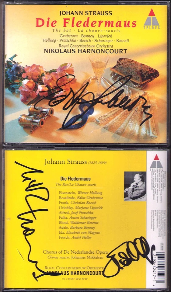 Edita GRUBEROVA VON MAGNUSS HARNONCOURT Signed STRAUSS Die Fledermaus 2CD BONNEY - Bild 1 von 1