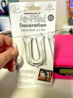 Anagram Letter "U" Silver Minishape 16" Foil Balloon New! - Image 1 of 2