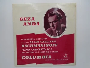 Geza Anda Rachmaninoff Concerto no 2 Alceo Galliera Columbia 33cx 1143 VG++ - Imagen 1 de 3