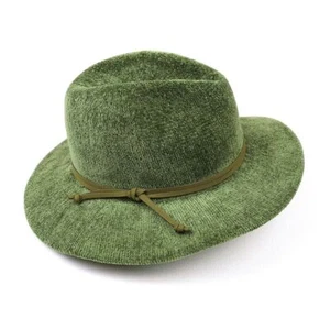 Sombrero Fedora de Chenilla Verde con Banda a Juego - Perfecto Regalo de Invierno Sombrero de Lujo Ne - Imagen 1 de 12